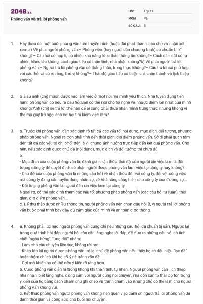 Phỏng vấn và trả lời phỏng vấn