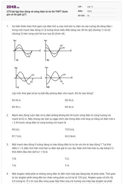 270 bài tập Dao động và sóng điện từ ôn thi THPT Quốc gia có lời giải (p7)