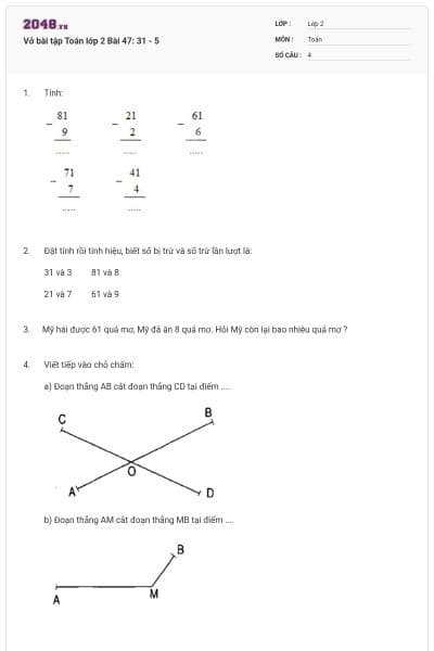 Vở bài tập Toán lớp 2 Bài 47: 31 - 5