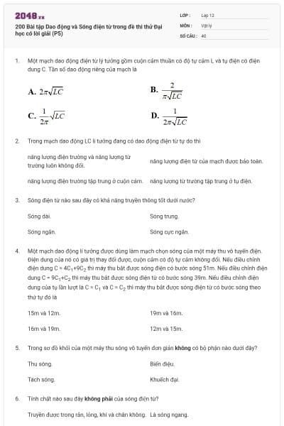 200 Bài tập Dao động và Sóng điện từ trong đề thi thử Đại học có lời giải (P5)