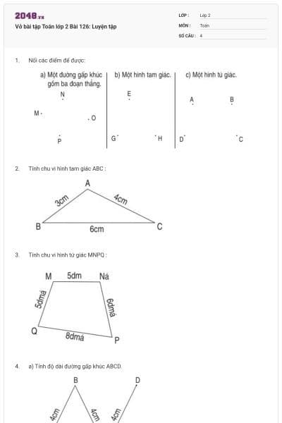 Vở bài tập Toán lớp 2 Bài 126: Luyện tập