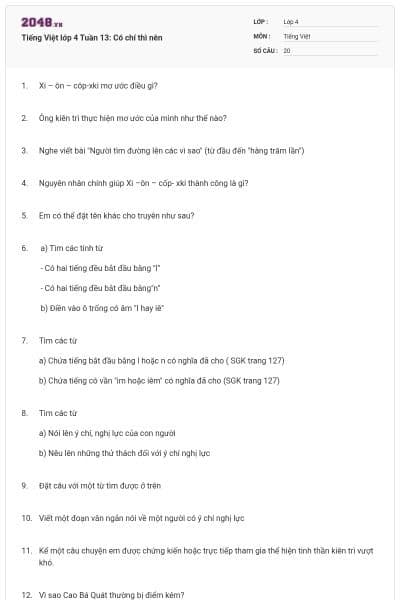 Tiếng Việt lớp 4 Tuần 13: Có chí thì nên