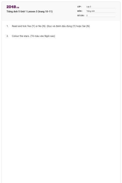 Tiếng Anh 5 Unit 1 Lesson 3 (trang 10-11)