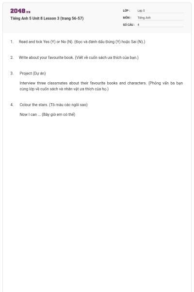 Tiếng Anh 5 Unit 8 Lesson 3 (trang 56-57)