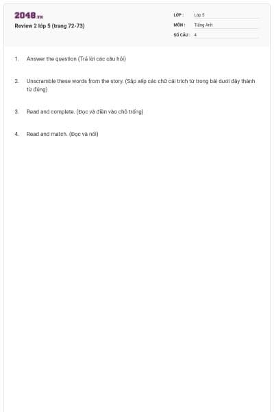 Review 2 lớp 5 (trang 72-73)