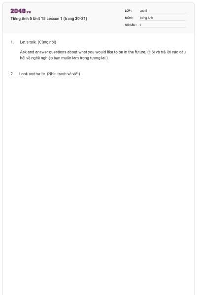 Tiếng Anh 5 Unit 15 Lesson 1 (trang 30-31)