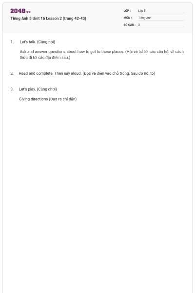 Tiếng Anh 5 Unit 16 Lesson 2 (trang 42-43)