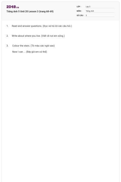 Tiếng Anh 5 Unit 20 Lesson 3 (trang 68-69)