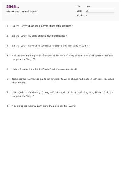 câu hỏi bài: Lượm có đáp án