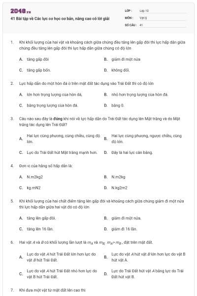 41 Bài tập về Các lực cơ học cơ bản, nâng cao có lời giải