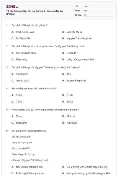 13 câu Trắc nghiệm Bắt nạt Kết nối tri thức có đáp án (Phần 2)