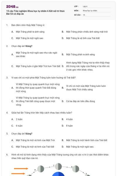 15 câu Trắc nghiệm Khoa học tự nhiên 6 Kết nối tri thức Bài 53 có đáp án