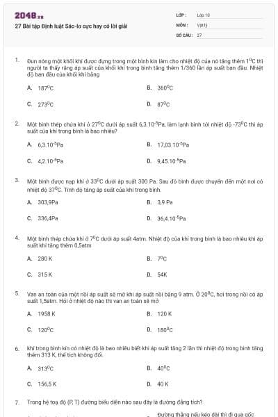 27 Bài tập Định luật Sác-lơ cực hay có lời giải