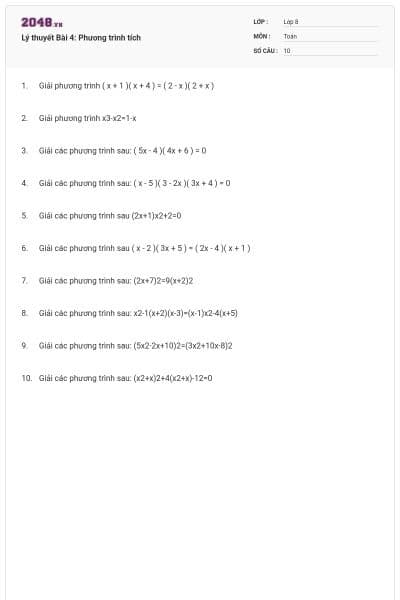 Lý thuyết Bài 4: Phương trình tích