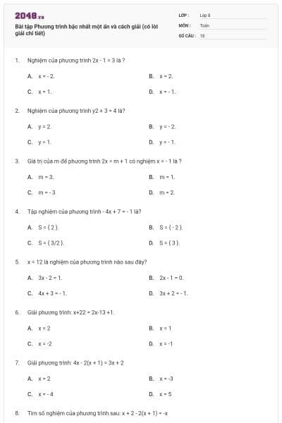 Bài tập Phương trình bậc nhất một ẩn và cách giải (có lời giải chi tiết)