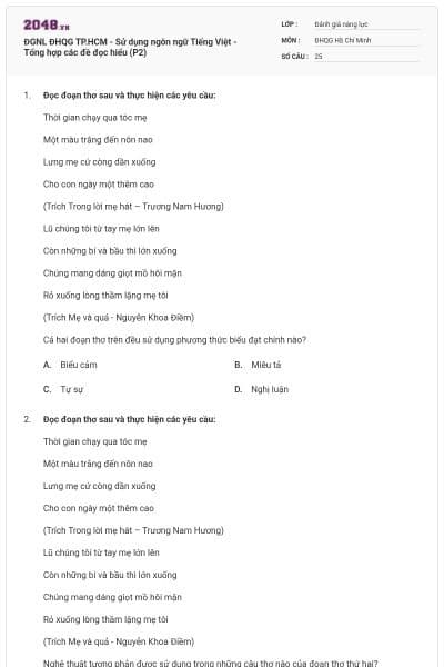 ĐGNL ĐHQG TP.HCM - Sử dụng ngôn ngữ Tiếng Việt - Tổng hợp các đề đọc hiểu (P2)