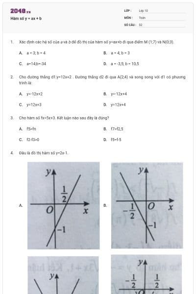 Hàm số y = ax + b