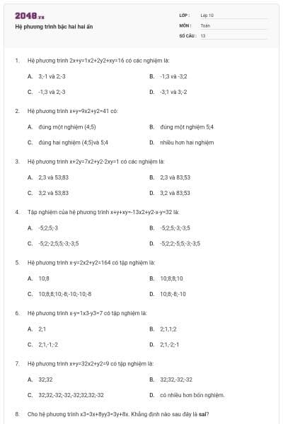 Hệ phương trình bậc hai hai ẩn