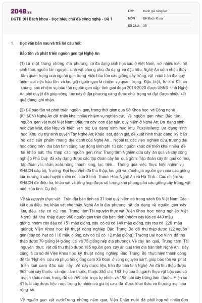 ĐGTD ĐH Bách khoa - Đọc hiểu chủ đề công nghệ - Đề 1