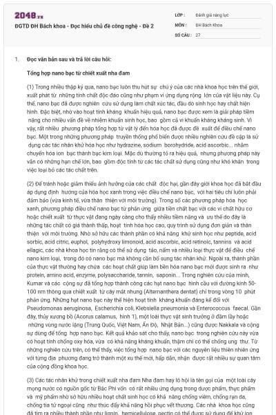ĐGTD ĐH Bách khoa - Đọc hiểu chủ đề công nghệ - Đề 2