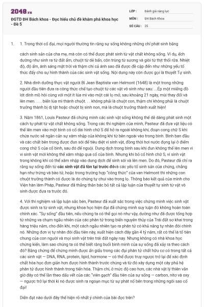 ĐGTD ĐH Bách khoa - Đọc hiểu chủ đề khám phá khoa học - Đề 5