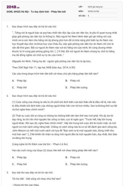 ĐGNL ĐHQG Hà Nội - Tư duy định tính - Phép liên kết