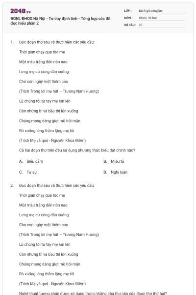 ĐGNL ĐHQG Hà Nội - Tư duy định tính - Tổng hợp các đề đọc hiểu phần 2