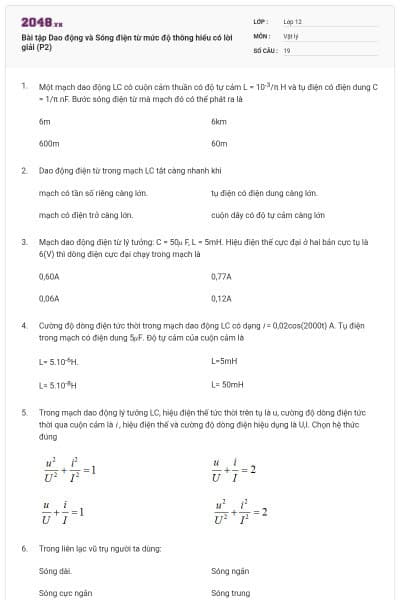 Bài tập Dao động và Sóng điện từ mức độ thông hiểu có lời giải (P2)