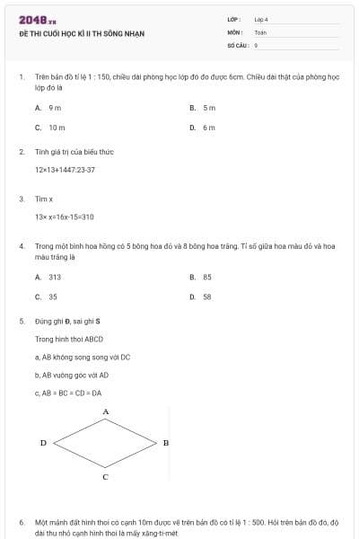ĐỀ THI CUỐI HỌC KÌ II TH SÔNG NHẠN