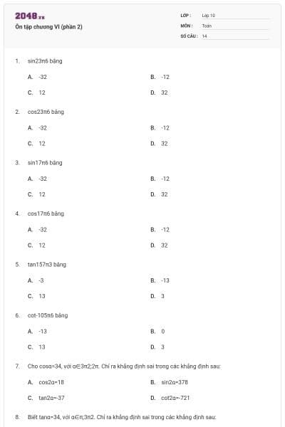 Ôn tập chương VI (phần 2)