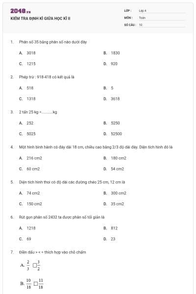 KIỂM TRA ĐỊNH KÌ GIỮA HỌC KÌ II