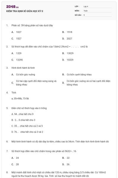 KIỂM TRA ĐỊNH KÌ GIỮA HỌC KỲ II