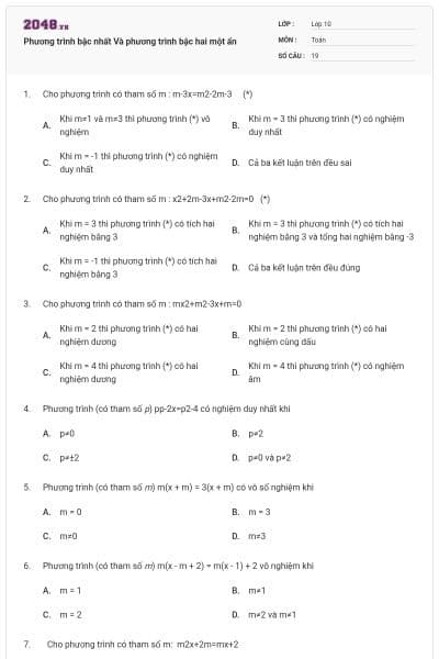 Phương trình bậc nhất Và phương trình bậc hai một ẩn