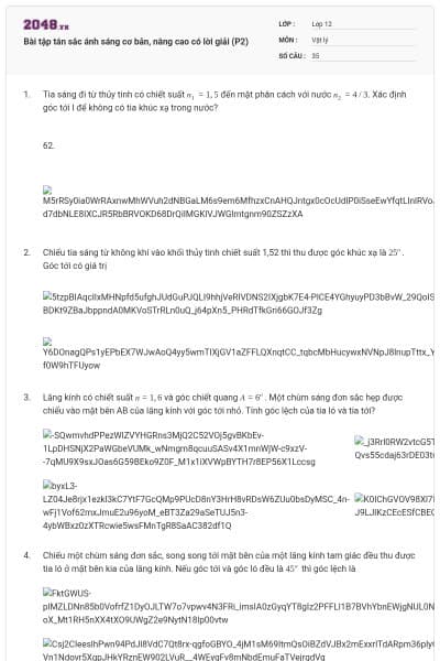 Bài tập tán sắc ánh sáng cơ bản, nâng cao có lời giải (P2)