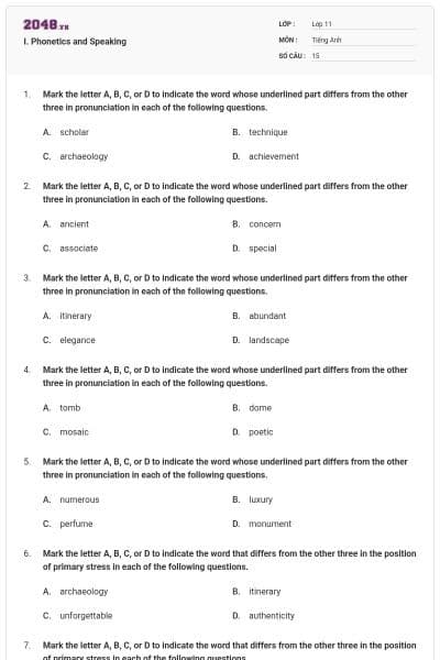 I. Phonetics and Speaking