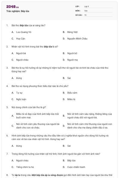 Trắc nghiệm: Bếp lửa