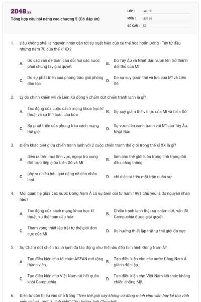 Tổng hợp câu hỏi nâng cao chương 5 (Có đáp án)