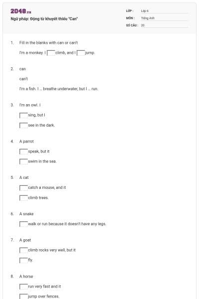 Ngữ pháp: Động từ khuyết thiếu "Can"