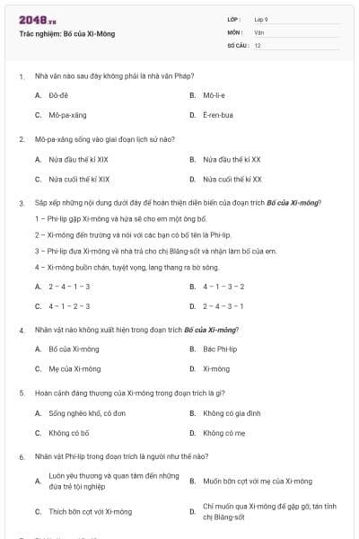 Trắc nghiệm: Bố của Xi-Mông