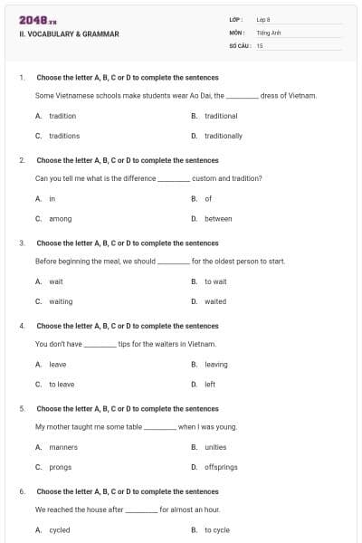 II. VOCABULARY & GRAMMAR
