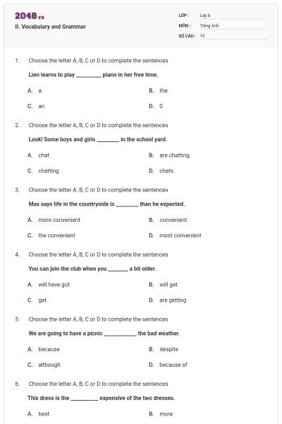 II. Vocabulary and Grammar