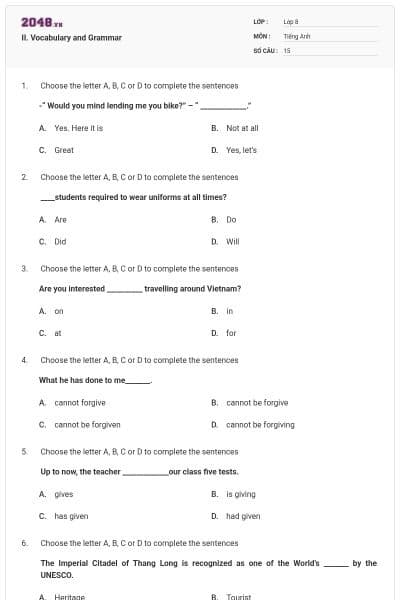 II. Vocabulary and Grammar