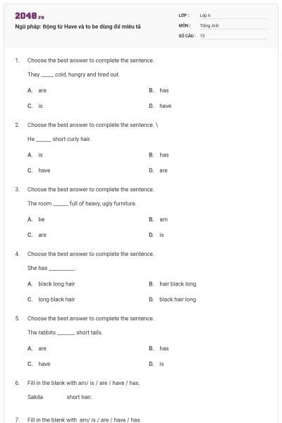 Ngữ pháp: Động từ Have và to be dùng để miêu tả