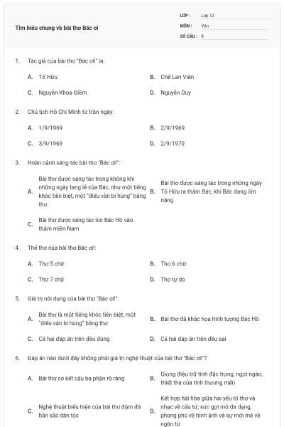 Tìm hiểu chung về bài thơ Bác ơi