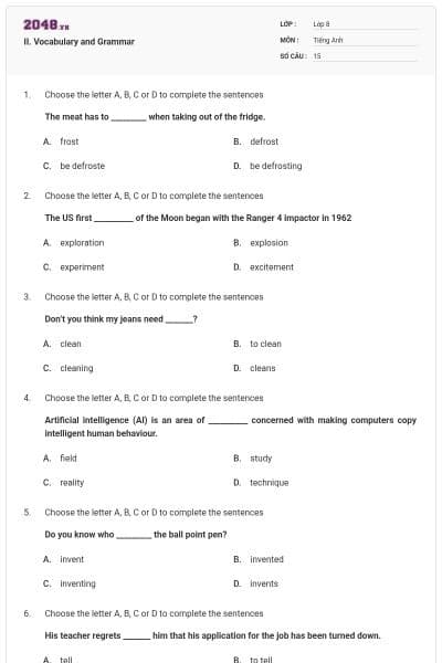 II. Vocabulary and Grammar