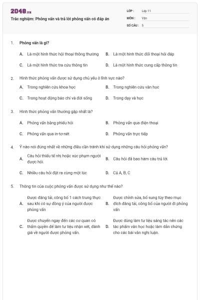 Trắc nghiệm: Phỏng vấn và trả lời phỏng vấn có đáp án