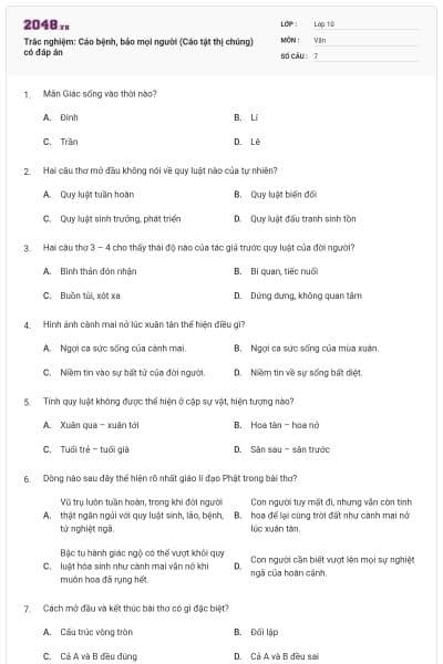 Trắc nghiệm: Cáo bệnh, bảo mọi người (Cáo tật thị chúng) có đáp án
