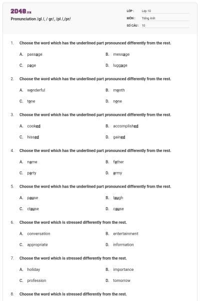 Pronunciation /gl /, / gr/, /pl /,/pr/