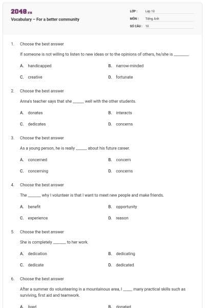 Vocabulary – For a better community