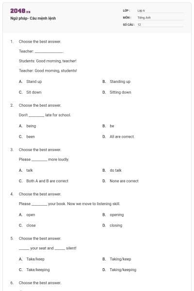 Ngữ pháp- Câu mệnh lệnh